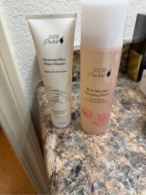 100% Pure Rose Micellar Cleansing Water & 100% Pure Fermented Rice Cleanser